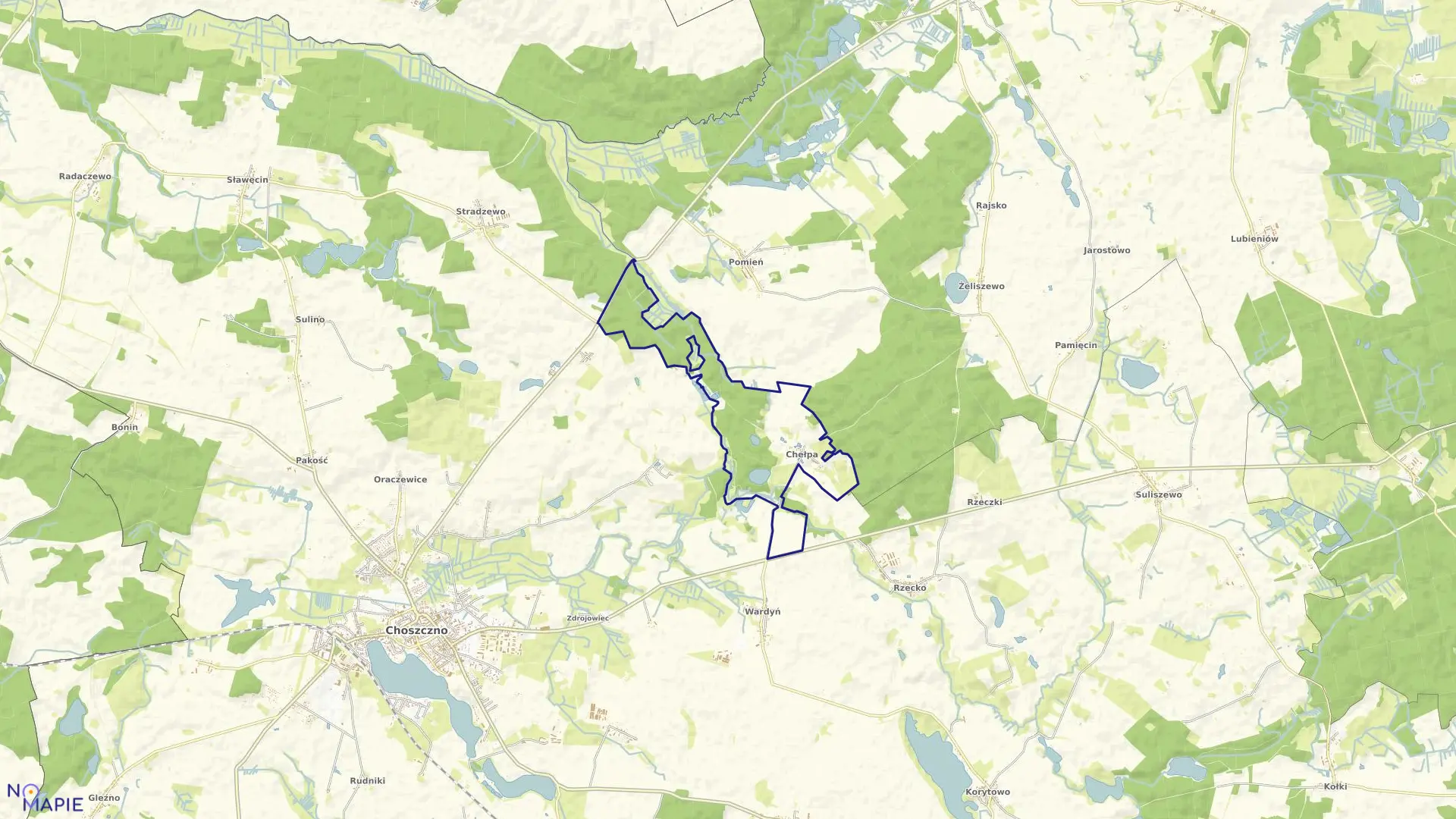 Mapa obrębu CHEŁPA w gminie Choszczno