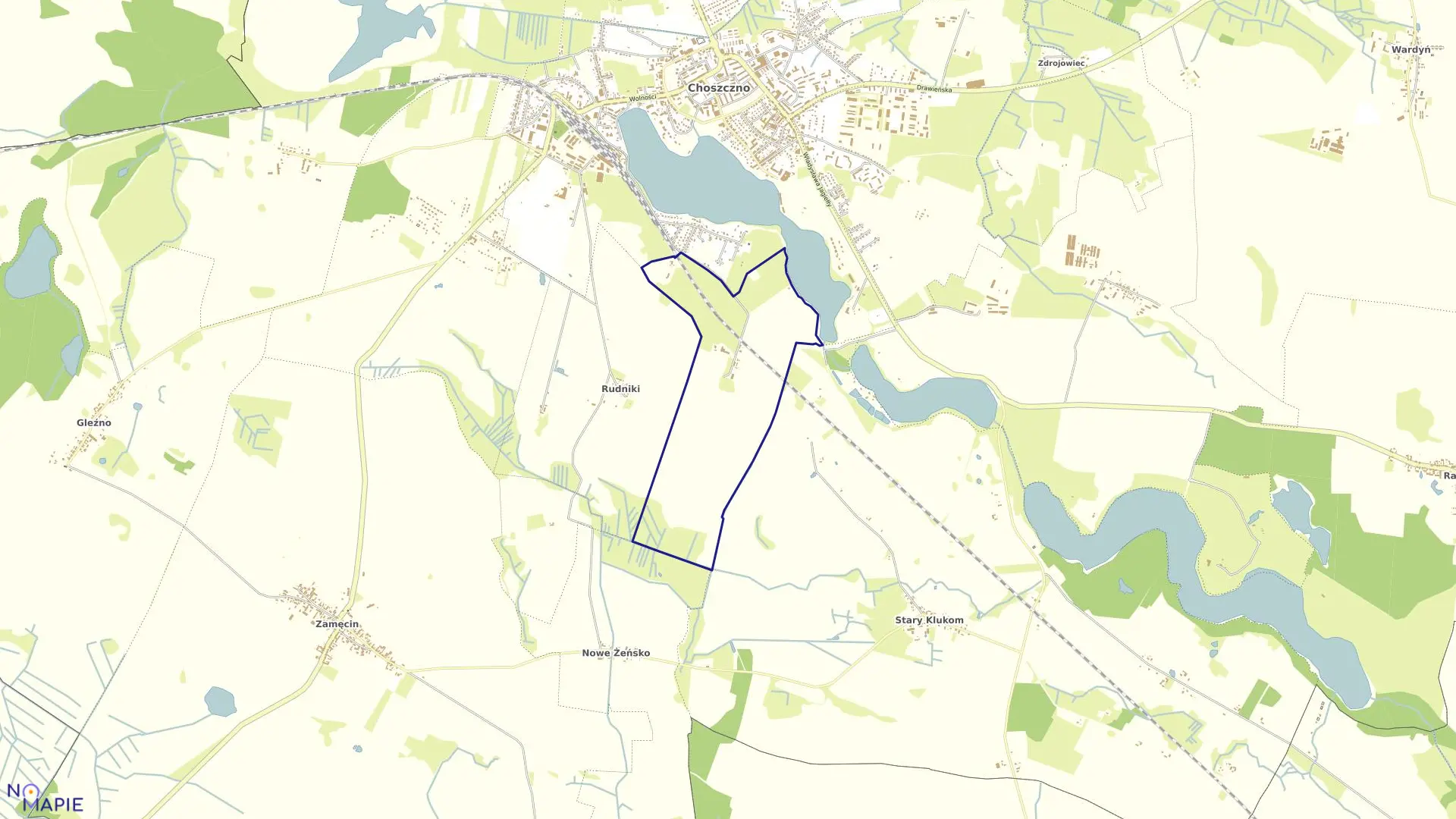 Mapa obrębu GOSTYCZYN w gminie Choszczno