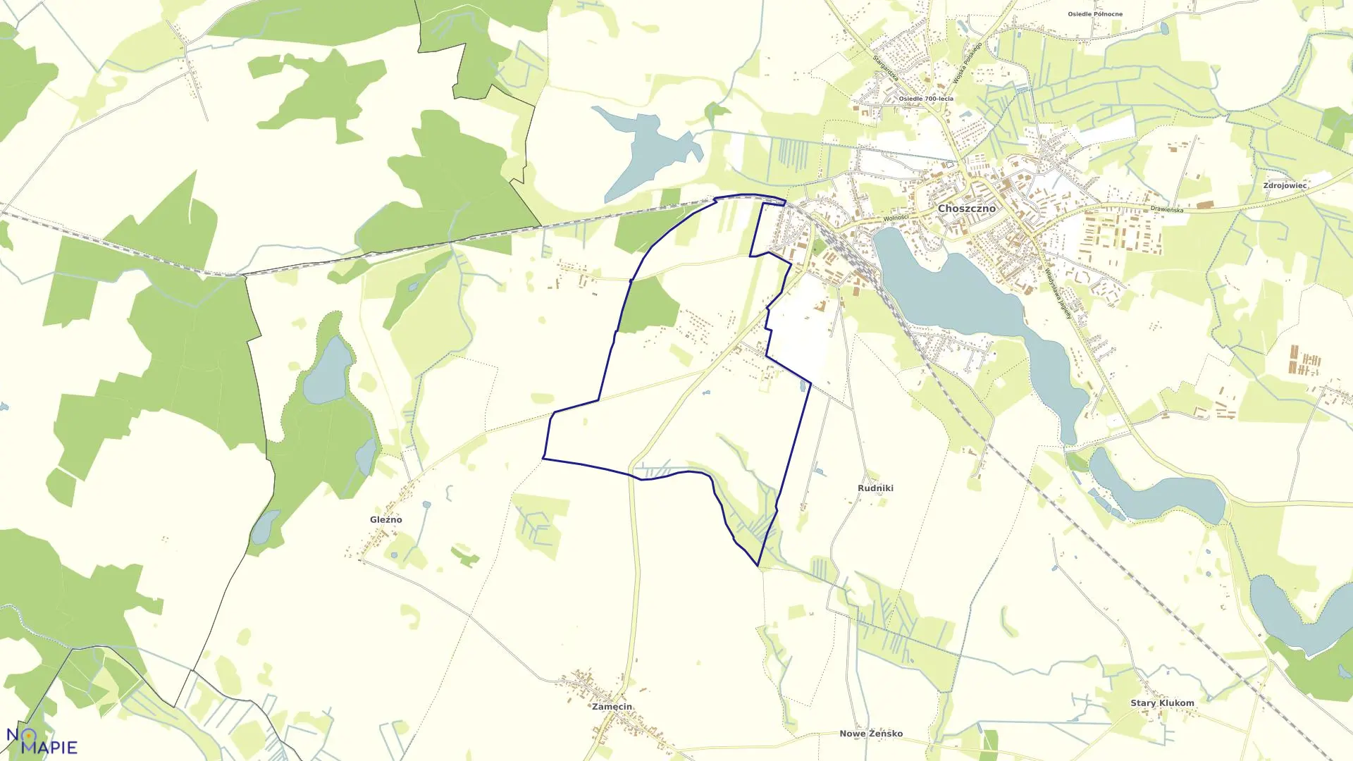 Mapa obrębu KOPLIN w gminie Choszczno