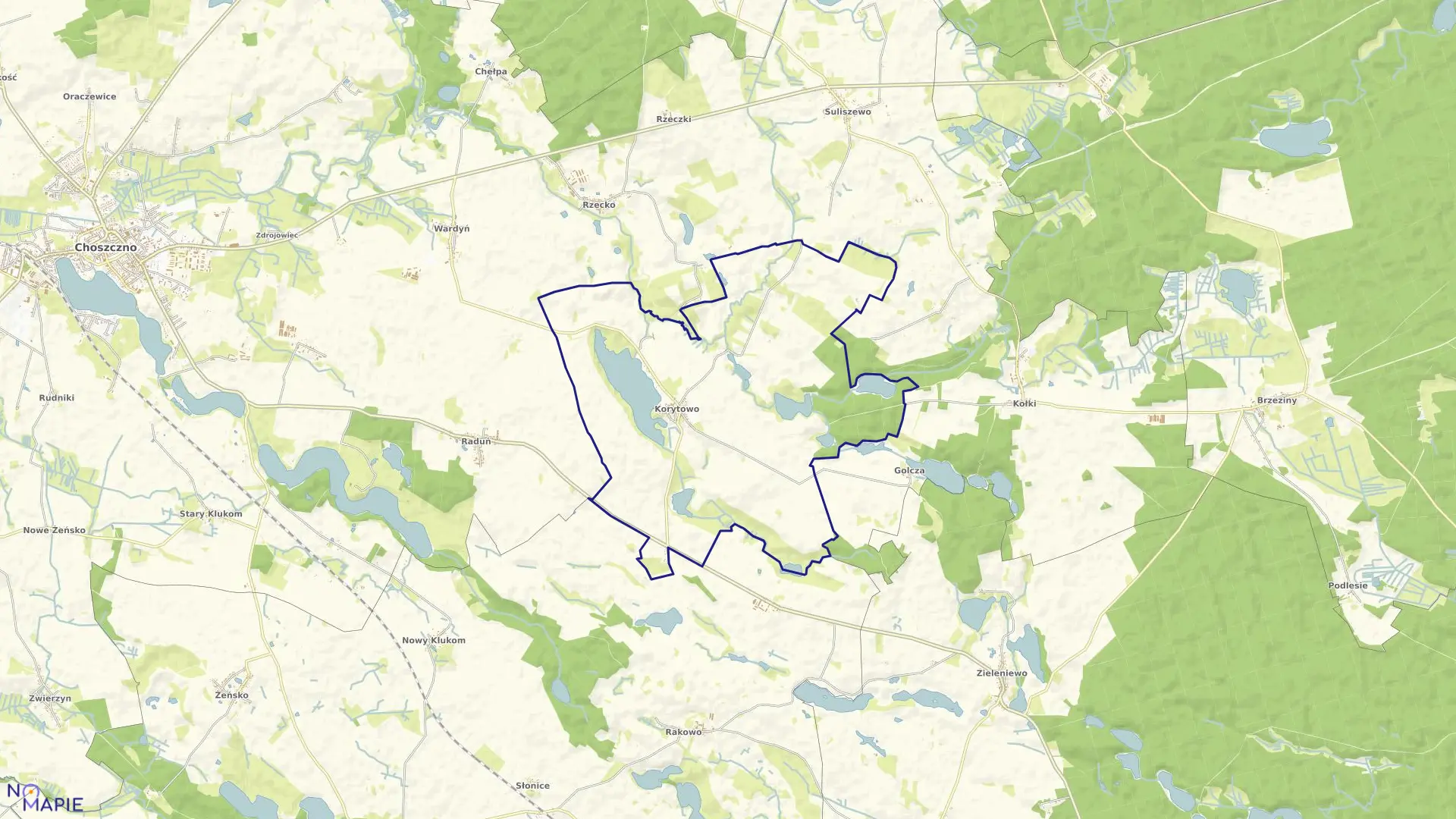 Mapa obrębu KORYTOWO w gminie Choszczno