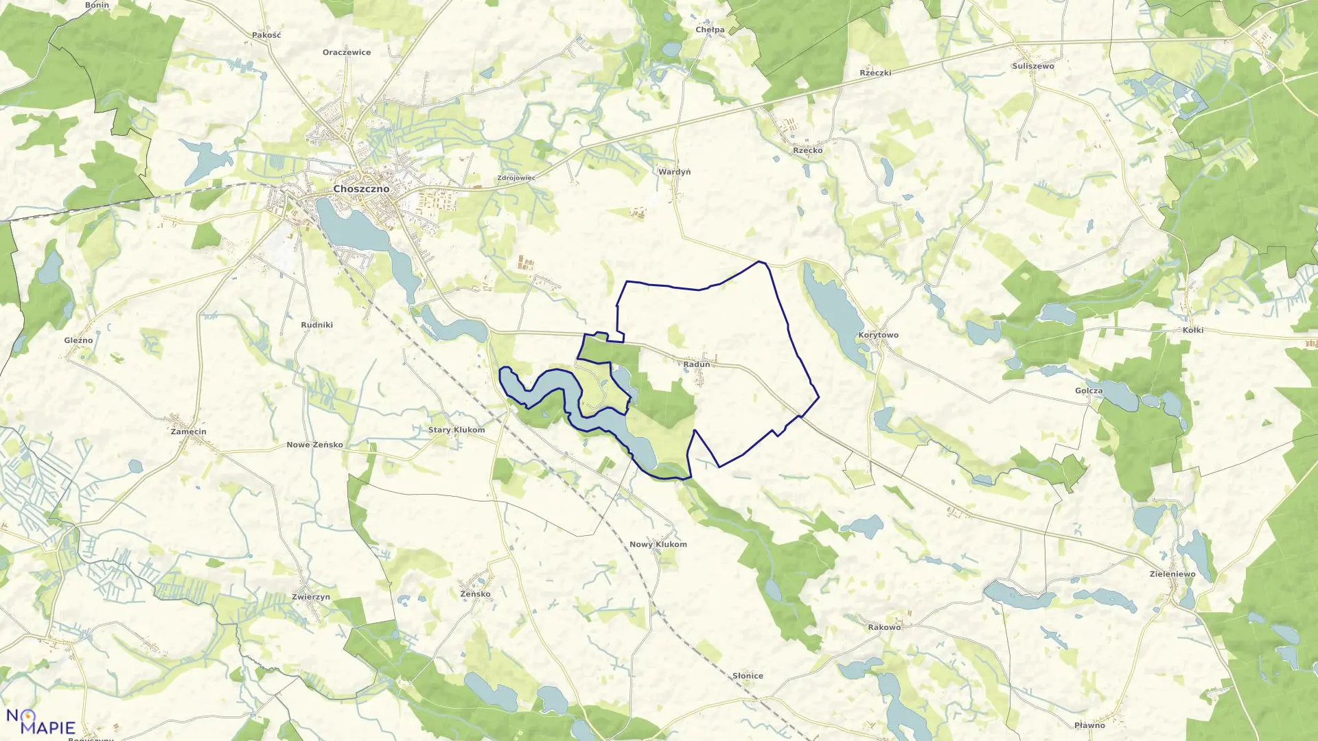 Mapa obrębu RADUŃ w gminie Choszczno