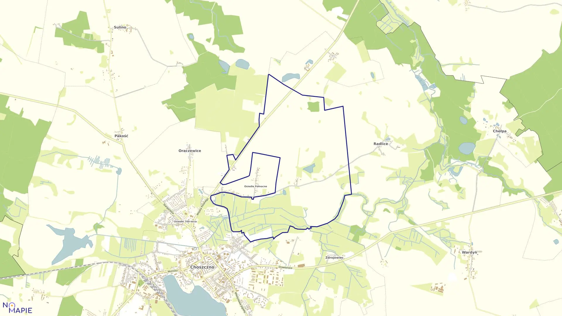 Mapa obrębu ROZTOCZE w gminie Choszczno