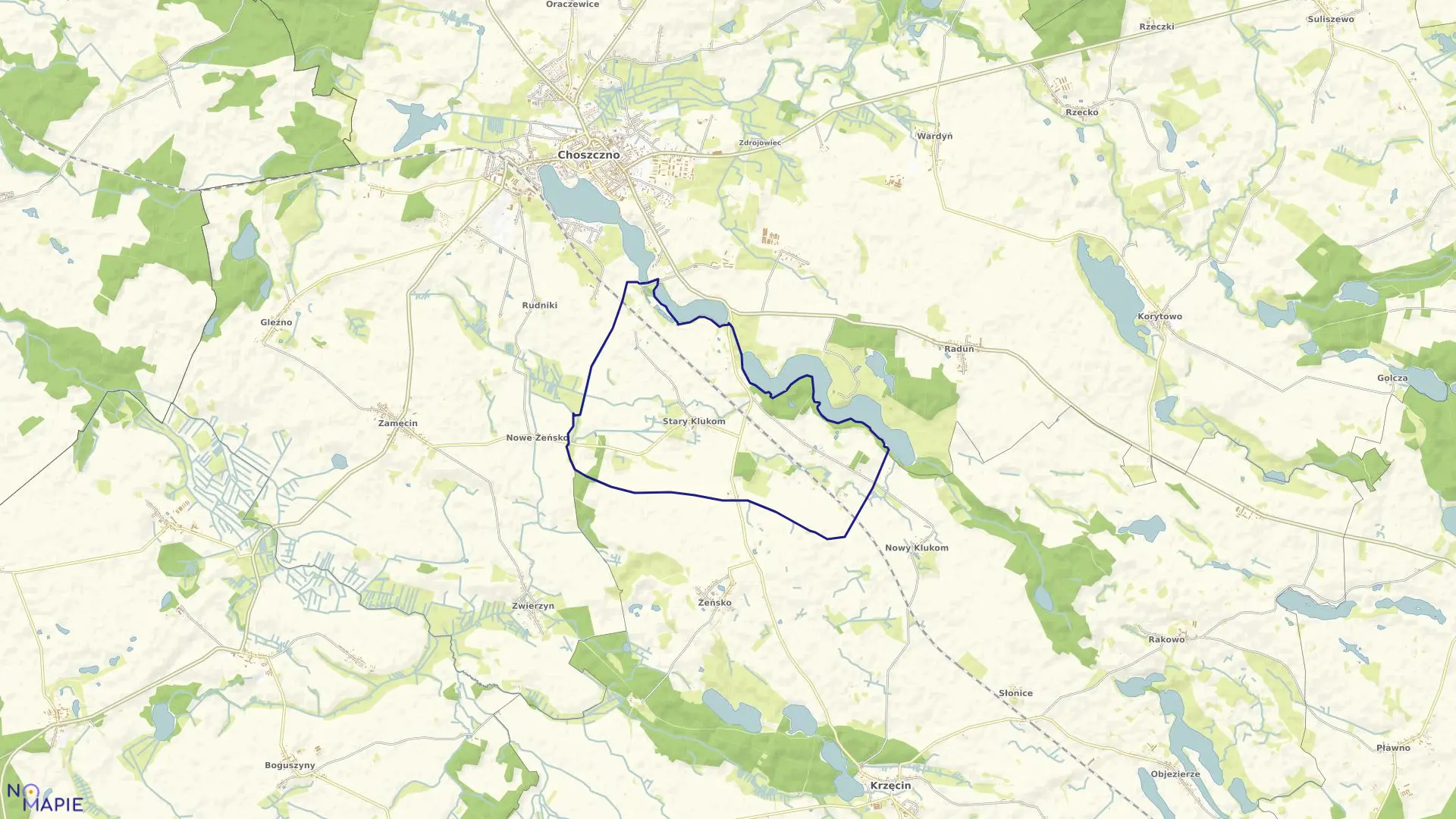 Mapa obrębu STARY KLUKOM w gminie Choszczno