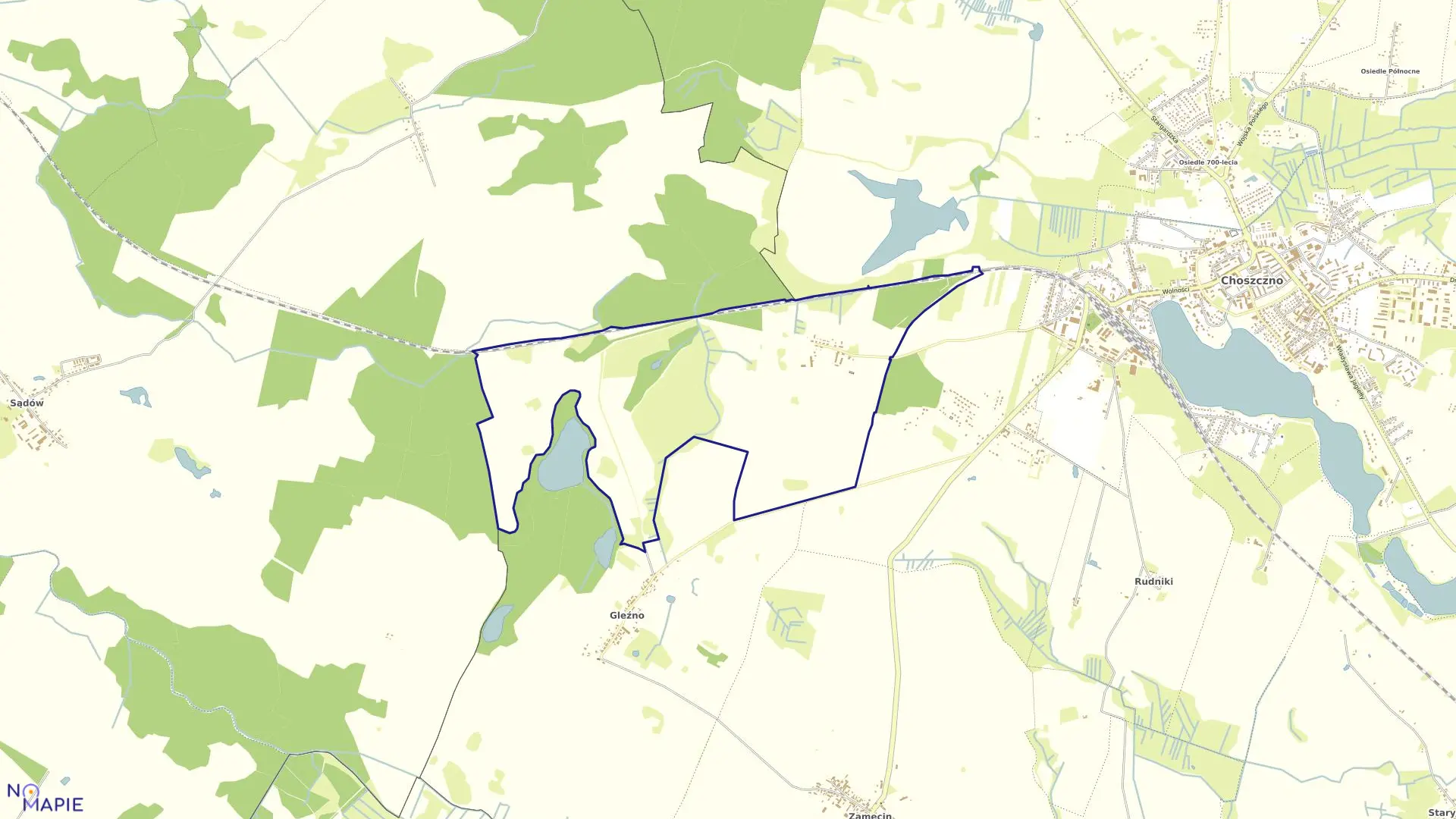 Mapa obrębu STAWIN w gminie Choszczno