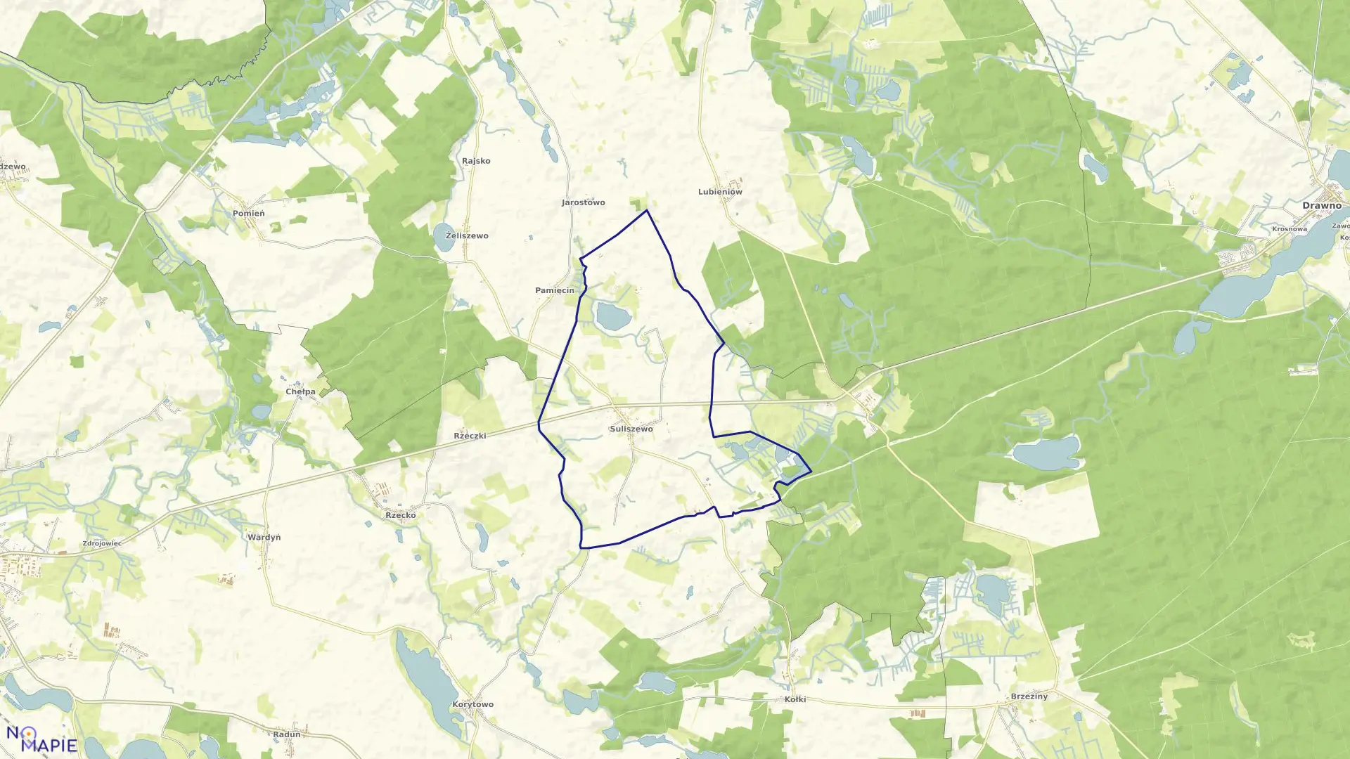 Mapa obrębu SULISZEWO w gminie Choszczno