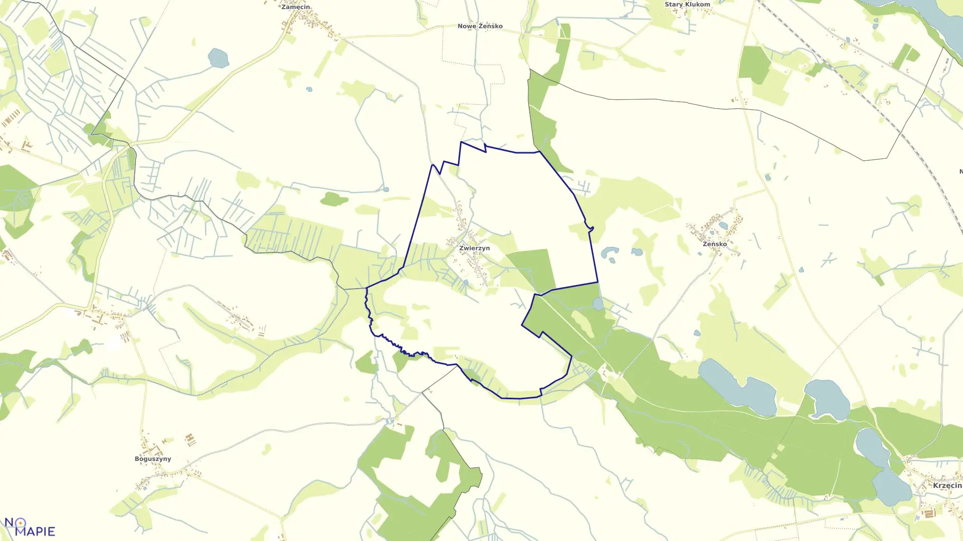 Mapa obrębu ZWIERZYN w gminie Choszczno